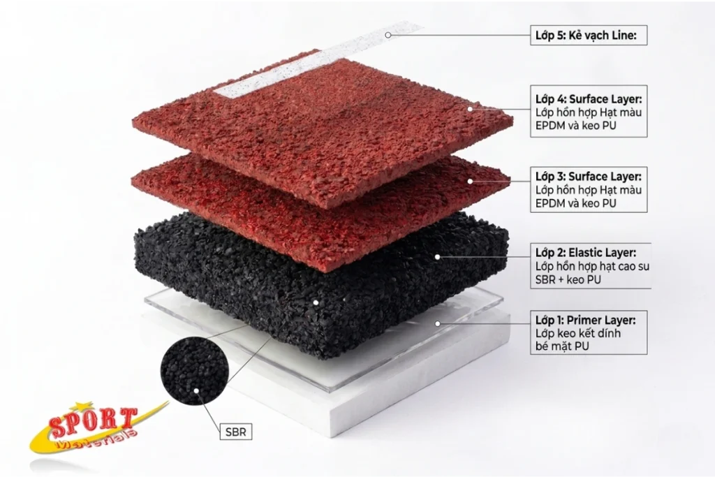 kết cấu thi công đường chạy điền full PU